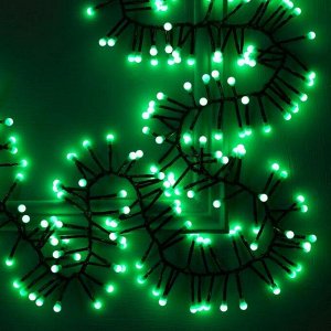 Гирлянда "Нить" уличная, УМС, мишура шарики 4 м LED-400-31V 8 режимов, нить тёмная, свечение зелёное
