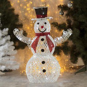 Фигура светодиодная "Снеговик с красным шарфом" 80 см, 100 LED, 220V, БЕЛЫЙ
