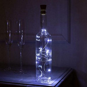 Гирлянда "Нить" 1 м роса с пробкой, IP44, серебристая нить, 10 LED, свечение белое, фиксинг, солнечная батарея
