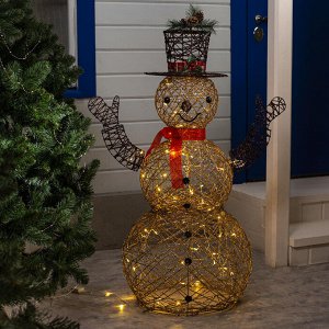 Фигура светодиодная "Снеговик золотой" 120х60х60 см, 160 LED, 220V, Т/БЕЛЫЙ