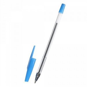 Ручка шариковая 0,5 мм цв.синий,корпус прозрачный ,колпачки синий рифленый держатель
