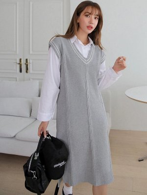 Платье-свитер в полоску вязаный без блузки