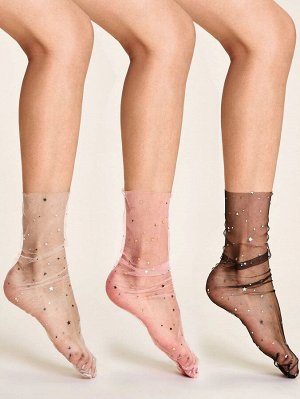 Прозрачные сетчатые носки с звездами 3 пар