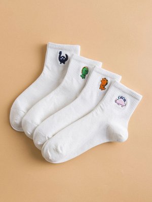 4 пары носки с вышивкой