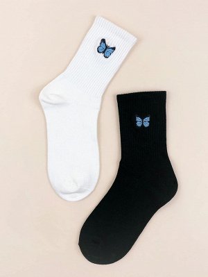 2 пары носки с вышивкой бабочки
