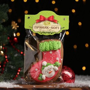 Пряник "Рождественский носок" имбирно-медовый, 100 г