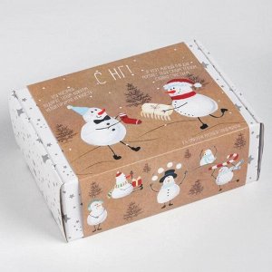 Набор подарочный «Снеговики» (плед, носки, 2 игрушки, открытка)