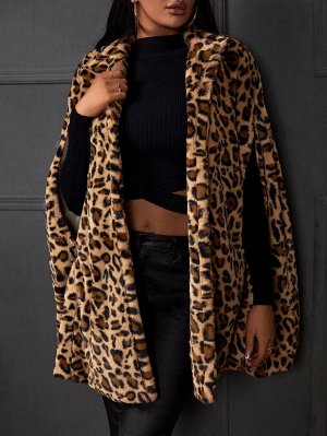 Леопард Повседневный Женские пальто