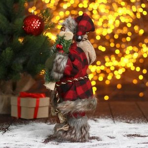 Дед Мороз "В мохнатой шубке с лыжами" 14х30 см
