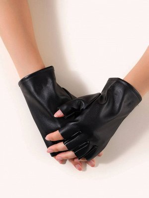 Перчатки без пальцев из искусственной кожи