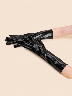 Однотонные перчатки из искусственной кожи