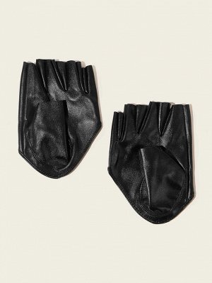 Перчатки с открытыми пальцами из искусственной кожи