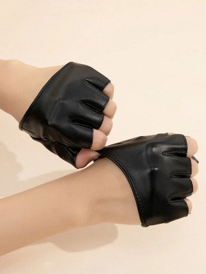 1 пара перчатки без пальцев из искусственной кожи