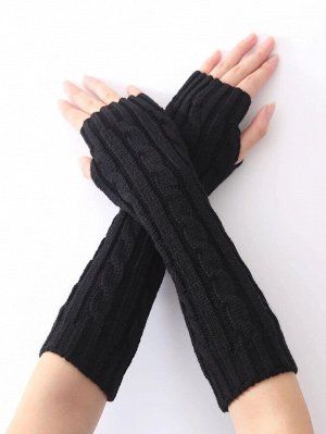 Вязаные длинные перчатки без пальцев