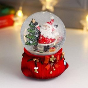 Сувенир полистоун водяной шар музыка &quot;Дед Мороз танцует у ёлочки&quot; d=10 см