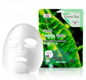 3W Clinic Маска-салфетка 23гр с экстратом зеленого чая (Green Tea) /100/600 шт/