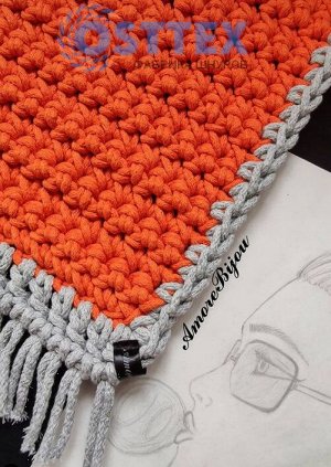 Шнур хлопковый без сердечника 5 мм для рукоделия/шнур для вязания/шнур для макраме. Оранжевый (2135)