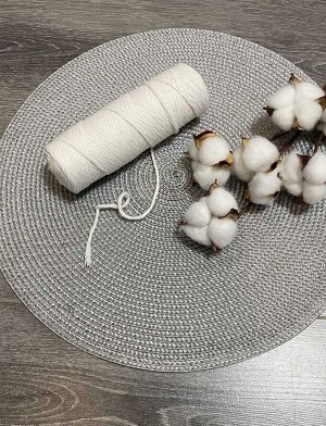 Шпагат хлопковый 2 мм для плетения панно/ловцов снов/шпагат для рукоделия/шпагат для макраме. Ванильный (2155)