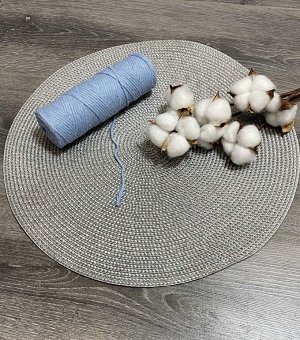 Шпагат хлопковый 2 мм для плетения панно/ловцов снов/шпагат для рукоделия/шпагат для макраме. Голубой (2106)