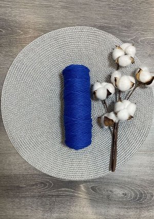 Шпагат хлопковый 4 мм для плетения панно/ловцов снов/шпагат для рукоделия/шпагат для макраме. Синий (2053К)