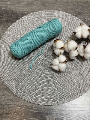 Шпагат хлопковый 2 мм для плетения панно/ловцов снов/шпагат для рукоделия/шпагат для макраме. Мятный (2133)