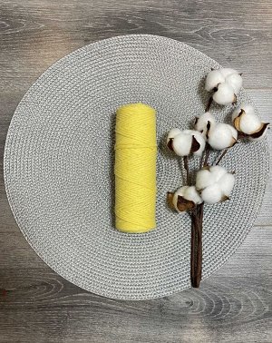 Шпагат хлопковый 2 мм для плетения панно/ловцов снов/шпагат для рукоделия/шпагат для макраме. Жёлтый (026И)