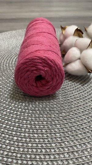 Шпагат хлопковый 2 мм для плетения панно/ловцов снов/шпагат для рукоделия/шпагат для макраме. Розовый (2127)