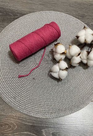 Шпагат хлопковый 2 мм для плетения панно/ловцов снов/шпагат для рукоделия/шпагат для макраме. Розовый (2127)