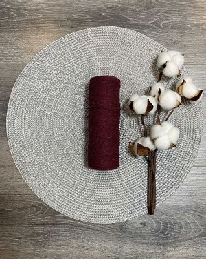 Шпагат хлопковый 2 мм для плетения панно/ловцов снов/шпагат для рукоделия/шпагат для макраме. Бордовый (043Т)