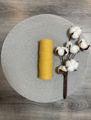 Шпагат хлопковый 2 мм для плетения панно/ловцов снов/шпагат для рукоделия/шпагат для макраме. Горчичный (1302)