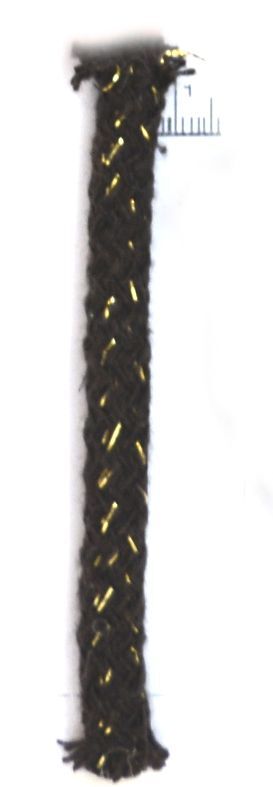 Шнур хлопковый 8 мм с сердечником Коричневый (2115) с золотым люрексом