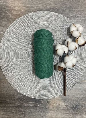 Шпагат хлопковый 4 мм для плетения панно/ловцов снов/шпагат для рукоделия/шпагат для макраме. Тёмно зелёный (2121)