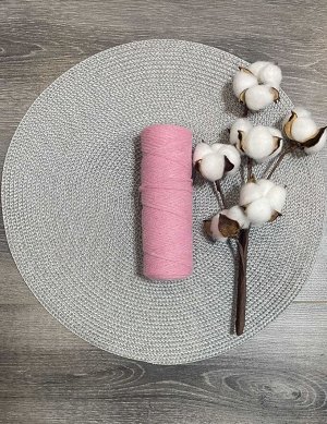Шпагат хлопковый 2 мм для плетения панно/ловцов снов/шпагат для рукоделия/шпагат для макраме. Светло-розовый (2126)