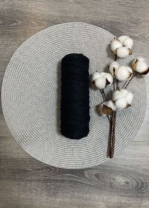 Шпагат хлопковый 4 мм для плетения панно/ловцов снов/шпагат для рукоделия/шпагат для макраме. Чёрный (2064К)