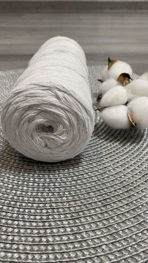 Шпагат хлопковый 4 мм для плетения панно/ловцов снов/шпагат для рукоделия/шпагат для макраме. Белый (2001)