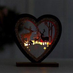 Новогодний декор с подсветкой «Сердце и олени» 15?5?15 см