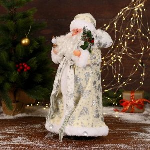Дед Мороз "В белой шубке с подарками" двигается, с подсветкой, 43 см
