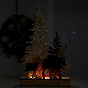 Новогодний настольный декор с подсветкой «Олень с оленёнком» 18?6?31 см
