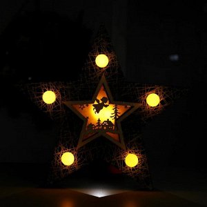Новогодний декор с подсветкой «Звёздочка с ангелочком» 26x6.8x25 см, белый