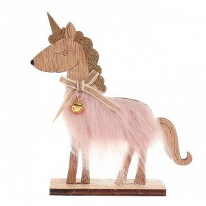 Новогодний декор «Единорог с колокольчиком» 14x4x16 см, розовый