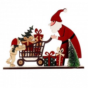 Новогодний декор «Дед Мороз и тележка с подарками» 19.5?3.5?14.5 см