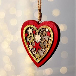 Новогодний декор с подсветкой «Сердце со звёздочками» 10.5?23 см