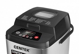 Хлебопечь CENTEK CT-1410 BLACK (черн) 750г, 650Вт, 19 программ, таймер, LCD, окошко, нерж.