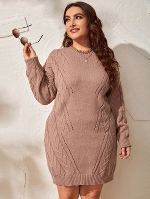 Вязаное платье-свитер размера плюс