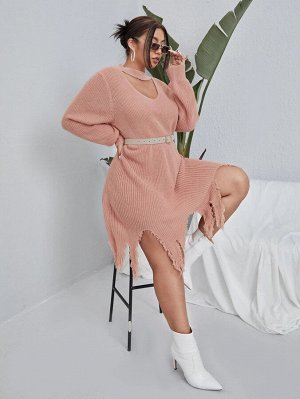 Платье-свитер без ремня размера плюс