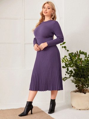 Плиссированное платье-свитер размера плюс