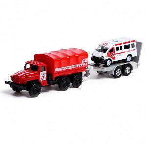 Набор металлических машин «Пожарная охрана», 2 штуки, инерционные, МИКС