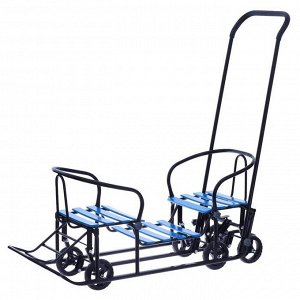 Санки-коляска «Погодки Универсал 1», цвет чёрно-голубой