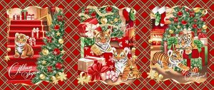 Набор вафельных полотенец Тигры под елкой (3шт)