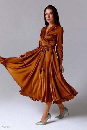 Платье миди бронзового цвета